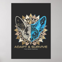 Poster Cyberpunk Fennec Fox Geométrico
