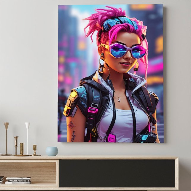 Poster Cyberpunk Futurística Neon Rosa (Criador carregado)