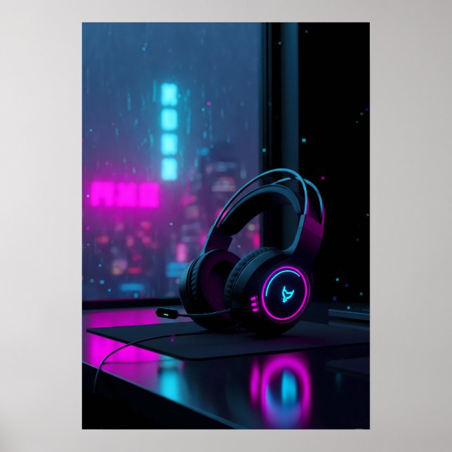 Poster Cyberpunk Gaming Headset (Frente)