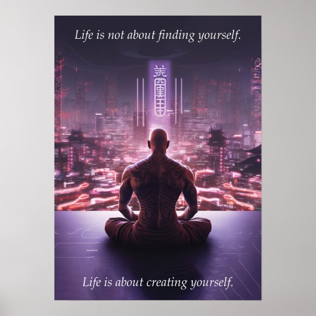 Poster Cyberpunk - Guerreiro, Gym, Workout, Sucesso (Frente)