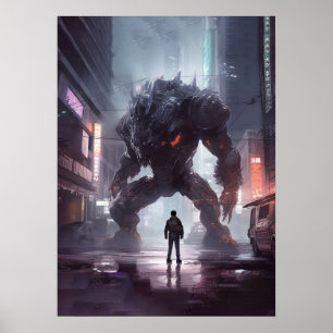 Poster Cyberpunk - Guerreiro, Gym, Workout, Sucesso