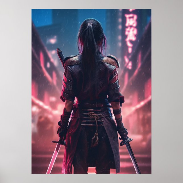 Poster Cyberpunk - Guerreiro, Gym, Workout, Sucesso (Frente)