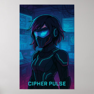 Poster Cyberpunk Hacker Anime Girl