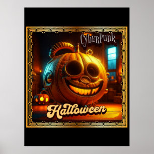 POSTER CYBERPUNK HALLOWEEN PUMPKIN