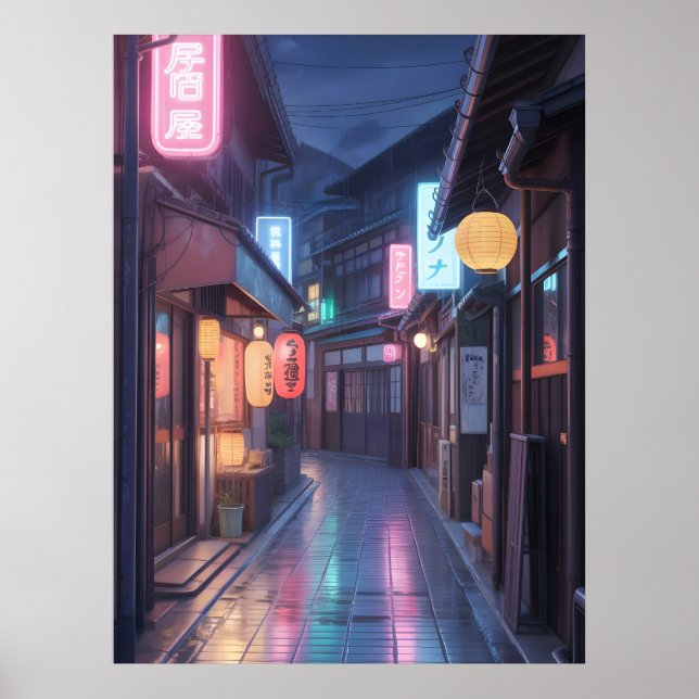 Poster Cyberpunk Japan Street Neon Cityscape Anime modern (Frente)
