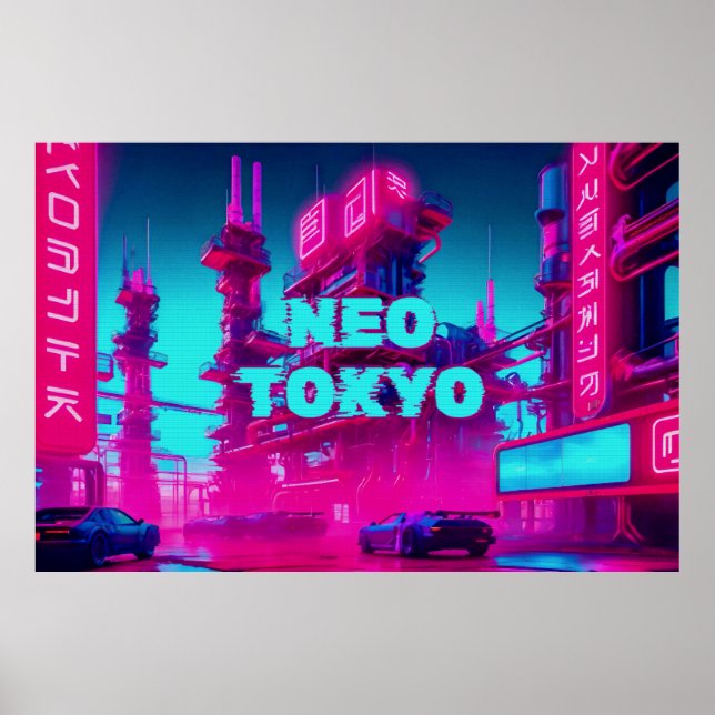 Poster Cyberpunk Neo Tokyo Synthwave Street Sci-Fi (Frente)