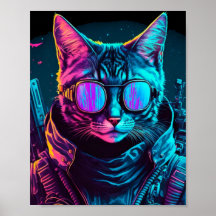 Cyberpunk neon twight cat