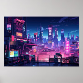 Poster Cyberpunk Rooftop Tokyo