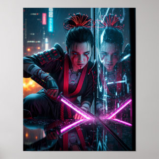 Poster Cyberpunk Samurai Girl