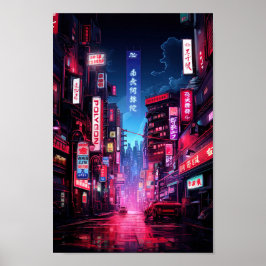 Poster Cyberpunk Tokyo Night Street