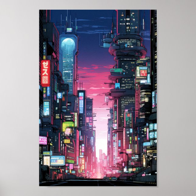 Poster Cyberpunk Tokyo Street Neon (Frente)