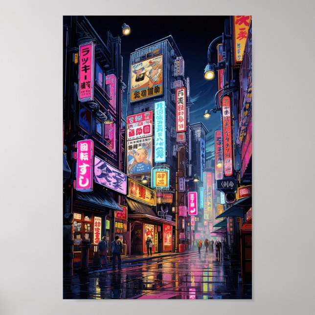 Poster Cyberpunk Tokyo Street Neon (Frente)