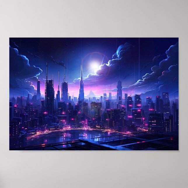 Poster Cyberpunk Tokyo Waterfront (Frente)