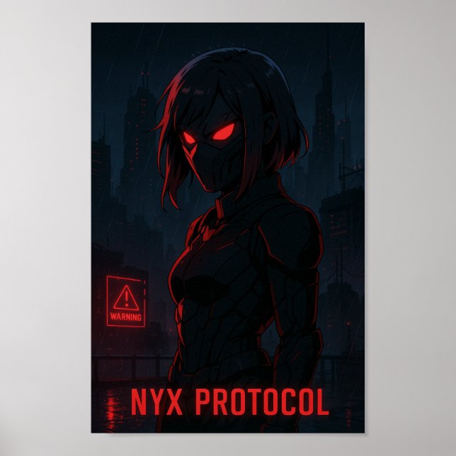 Poster Cyberpunk Warrior Anime Girl (Frente)