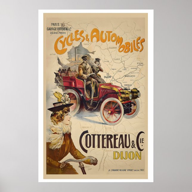 Poster Cycles and Automobiles Cottereau et Cie, Dijon (Frente)