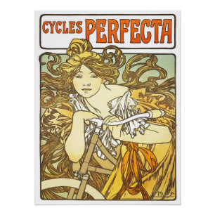 Pôster Cycles Perfecta por Alphonse Mucha Art Nouveau