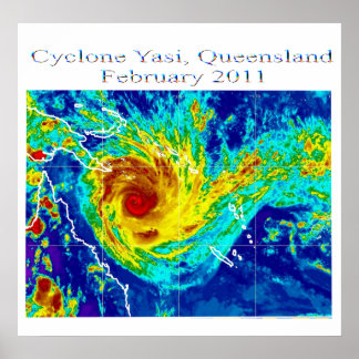Poster Cyclone Yasi 2, Queensland, fevereiro de 2011