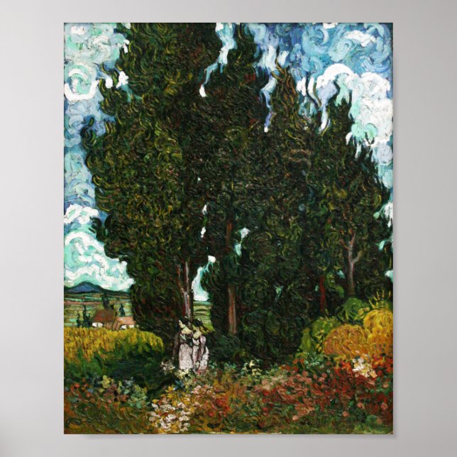 Poster Cypresses with Two Women, Vincent van Gogh (Frente)