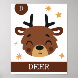 Poster D é para Veado, Berçário, Quarto, Arte para Parede