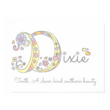 D nome inicial das garotas Dixie significando post