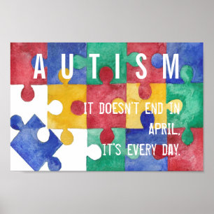 Poster da aguarela da consciência do autismo
