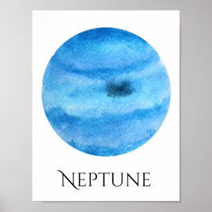 Poster da aguarela do planeta de Netuno