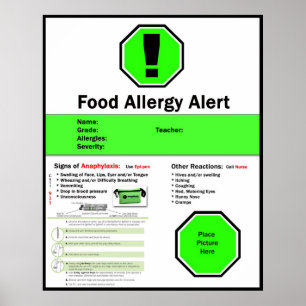 Poster da alergia de comida para a escola