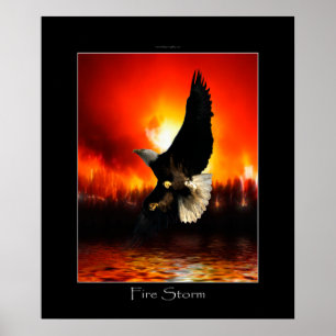 Poster da arte da águia americana do INCÊNDIO