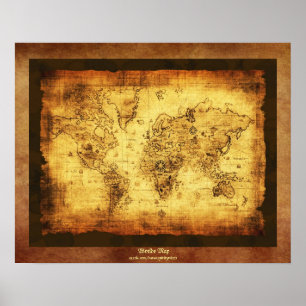 Poster da arte da antiguidade do mapa de Velho