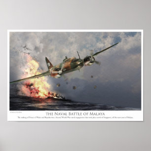 Poster da arte da aviação "a batalha naval fora