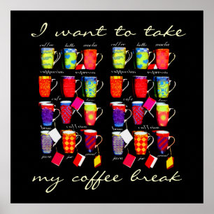Poster da arte da caneca do calão do café