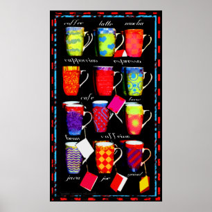 Poster da arte da caneca do calão do café