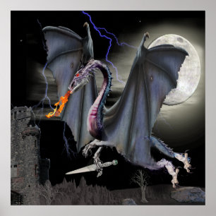 Poster da arte da fantasia do dragão