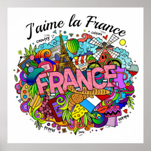 Poster da arte da ilustração de France