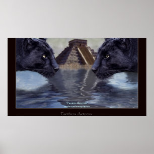 Poster da arte da PANTERA PRETA & do CHICHEN ITZA