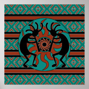 Poster da arte da parede de turquesa de Kokopelli