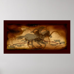 Poster da arte da rota do mapa dos EUA Pony