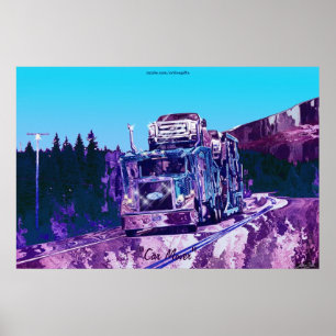 Poster da arte do camionista do motor do carro da
