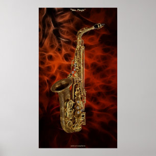 Poster da arte do Fractal do melómano do SAXOFONE