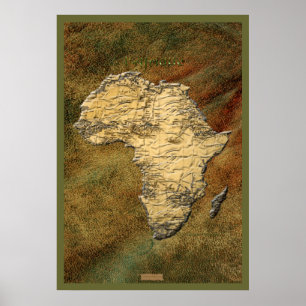 poster da arte do mapa de 3D-look África