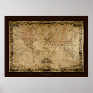 Poster da arte do mapa de Velho Mundo de COLTONS