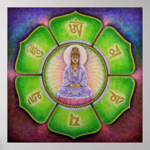 Poster da arte do zumbido de Kuan Yin "OM Mani