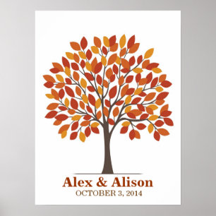 Poster da árvore da assinatura do casamento -