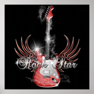 Poster da Asa de Violão de Rock Star