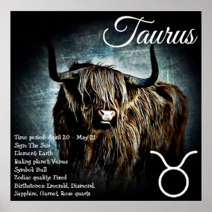Poster da astrologia do Taurus do símbolo de Bull