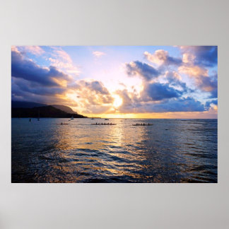Poster da Baía de Hanalei, Canoes Outrigger