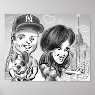 Poster da caricatura dos amantes do cão de New