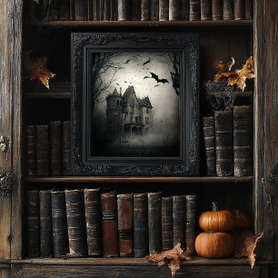 Poster da Casa Assombrada - Impressão de Halloween