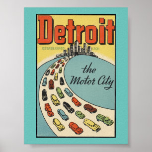 Poster da cidade do motor de Detroit