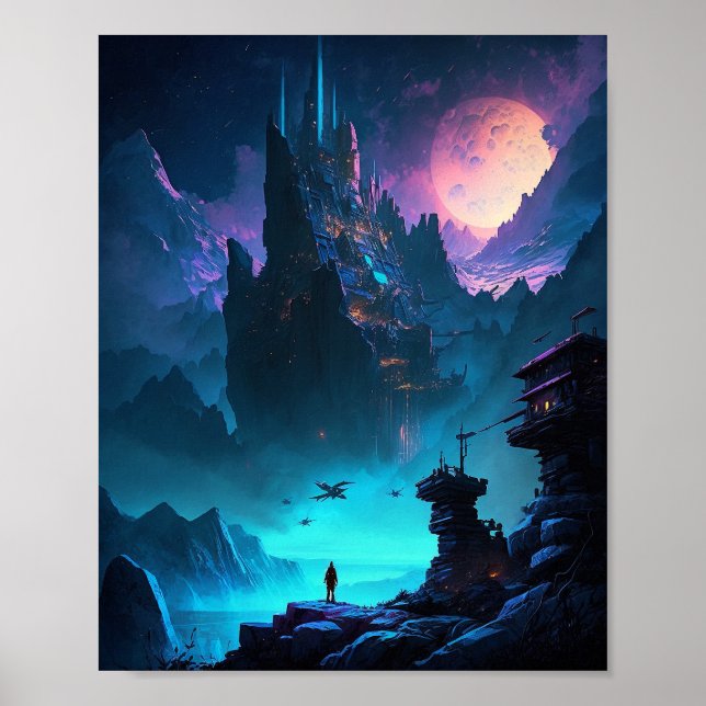 Poster da Cidade Futurística da Ficção Científica (Frente)